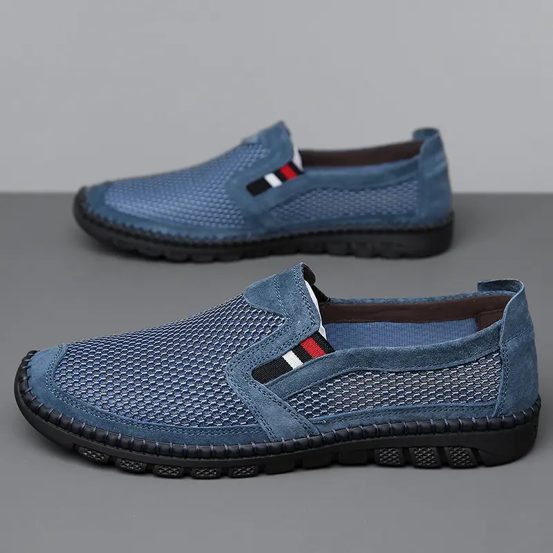Summer breathable men's shoes, mesh breathable flat shoes, non slip comfortable men's shoes, oversized 38-46 men's flat shoes