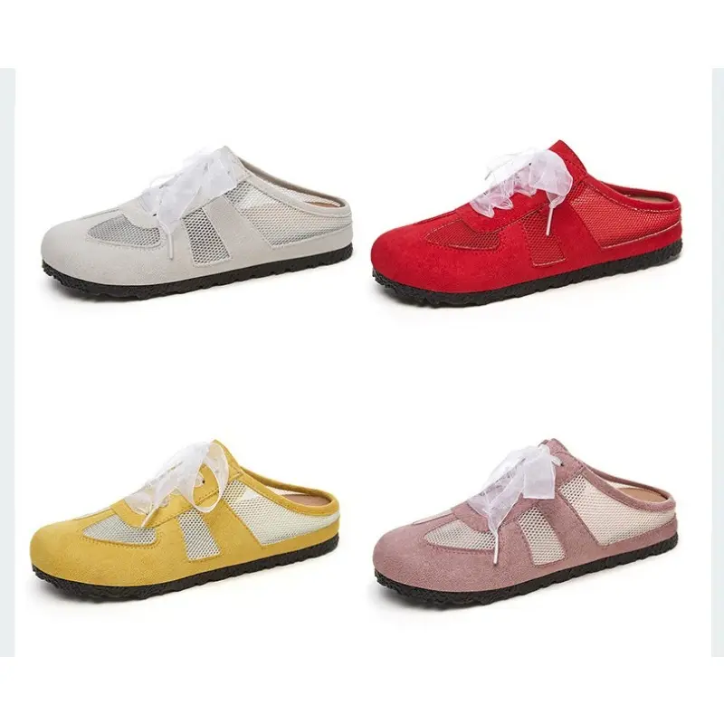 Women's Summer Slippers Mesh Breathable Casual Women's De Xun Shoes Fashion Women's Slippers Flat Flat Home Single Shoes