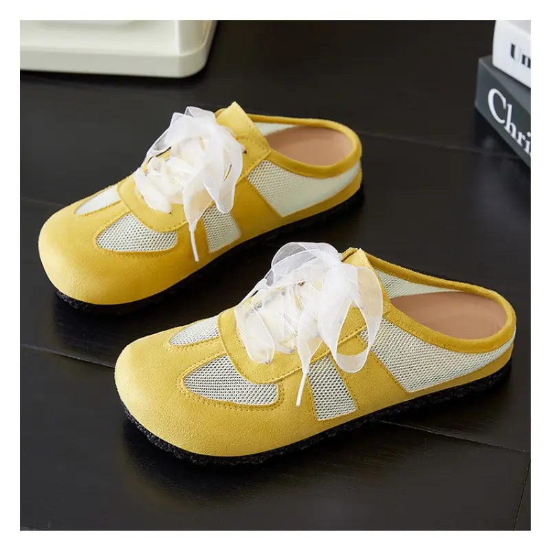 Women's Summer Slippers Mesh Breathable Casual Women's De Xun Shoes Fashion Women's Slippers Flat Flat Home Single Shoes