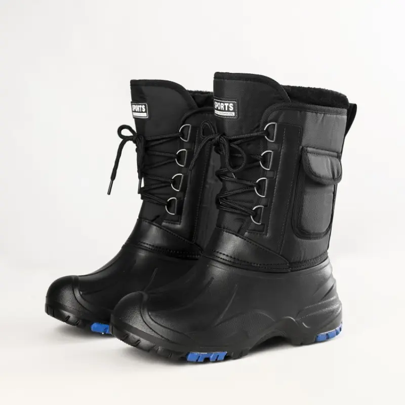 2024 autumn and winter warm men's fashionable snow boots for fishing and skiing, waterproof, simple and casual mid top shoes for