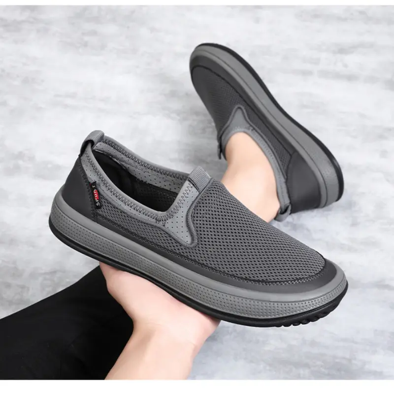 Men's mesh shoes 2024 summer new solid color versatile single shoe breathable soft sole lightweight casual shoes
