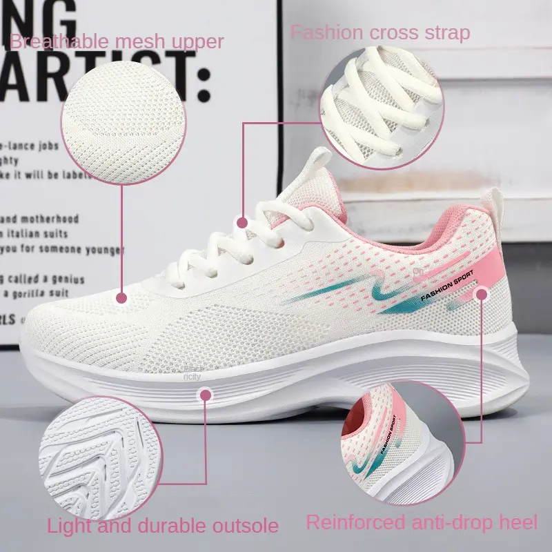 Female Shoes 2025 Spring New Running Shoes Soft Sole Comfortable and Breathable Mesh Sports Shoes Female women