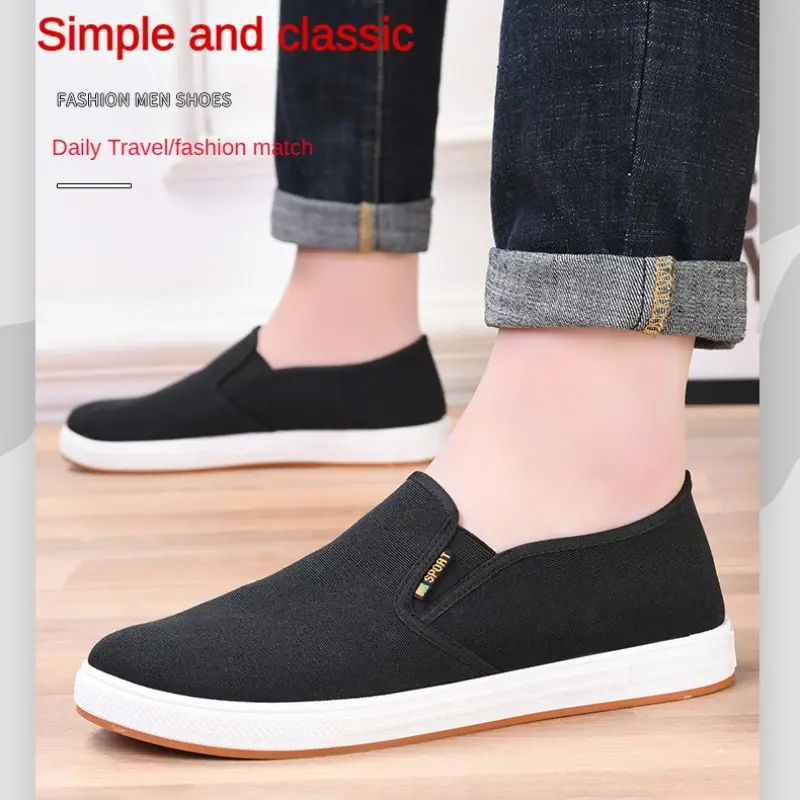 ​Men's Canvas Sneakers Casual Slip-On Vulcanized Lightweight Flat Shoes Affordable Free Shipping​