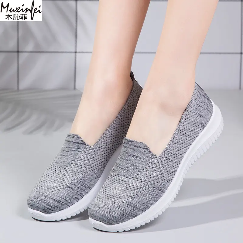 Women's Shoes Summer 2025 Breathable Low Heel Walking Flat bottom Women's Casual Knitted Ladies Shoes Free Shippiing Shoes