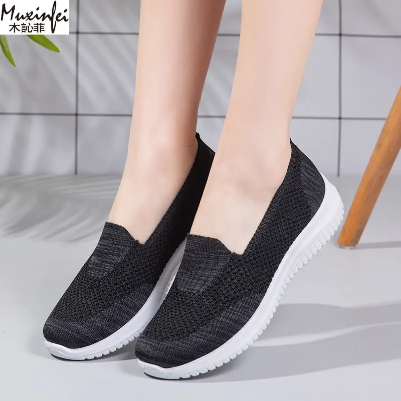 Women's Shoes Summer 2025 Breathable Low Heel Walking Flat bottom Women's Casual Knitted Ladies Shoes Free Shippiing Shoes