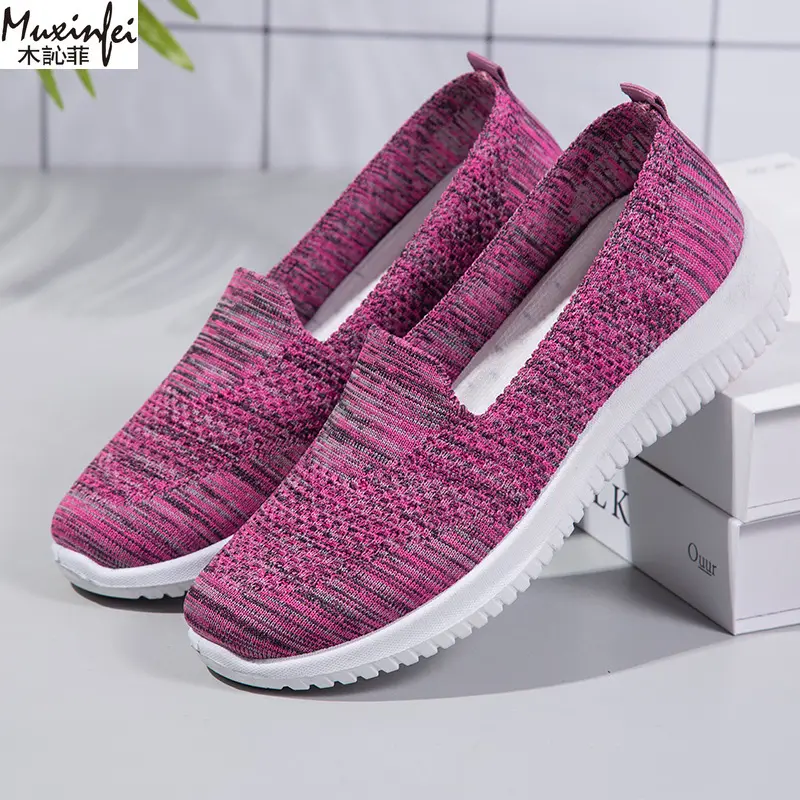 Women's Shoes Summer 2025 Breathable Low Heel Walking Flat bottom Women's Casual Knitted Ladies Shoes Free Shippiing Shoes