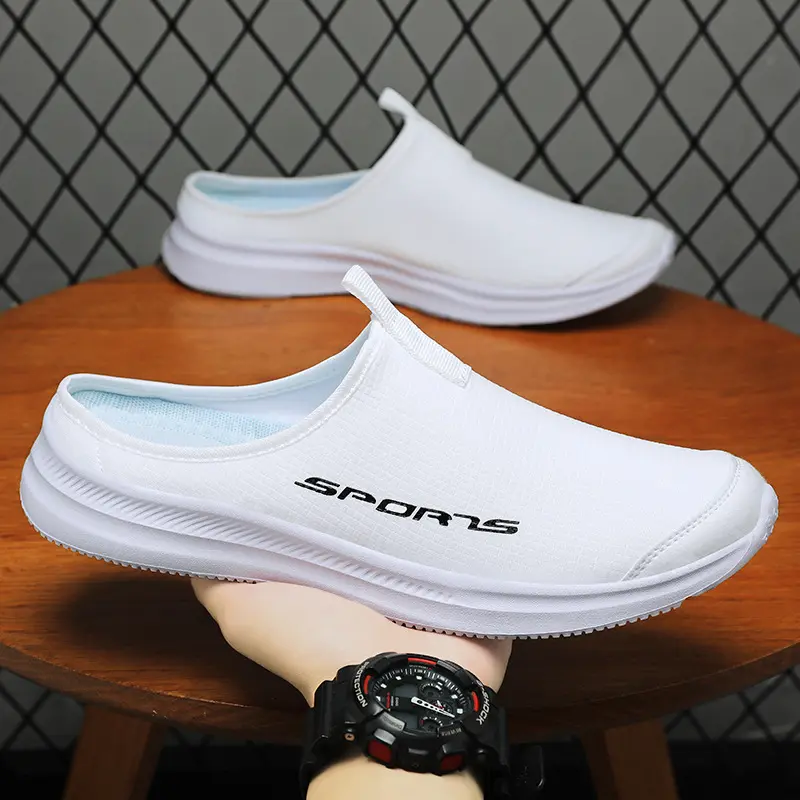 Men's Summer Slippers Breathable Lightweight Fashion  Casual Shoes Simple One Foot Soft Sole Half Support Shoes Men's Slippers
