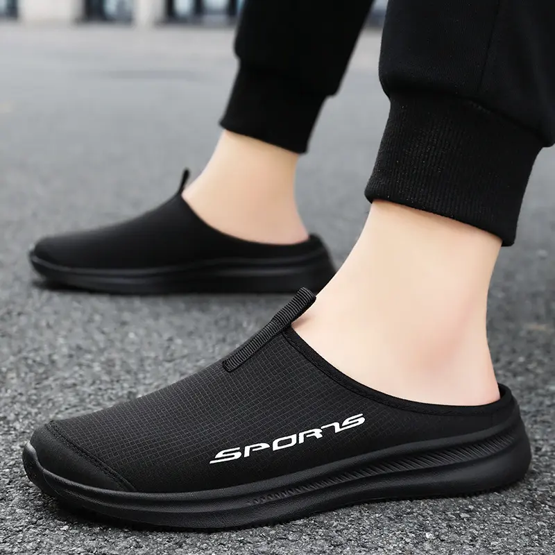 Men's Summer Slippers Breathable Lightweight Fashion  Casual Shoes Simple One Foot Soft Sole Half Support Shoes Men's Slippers
