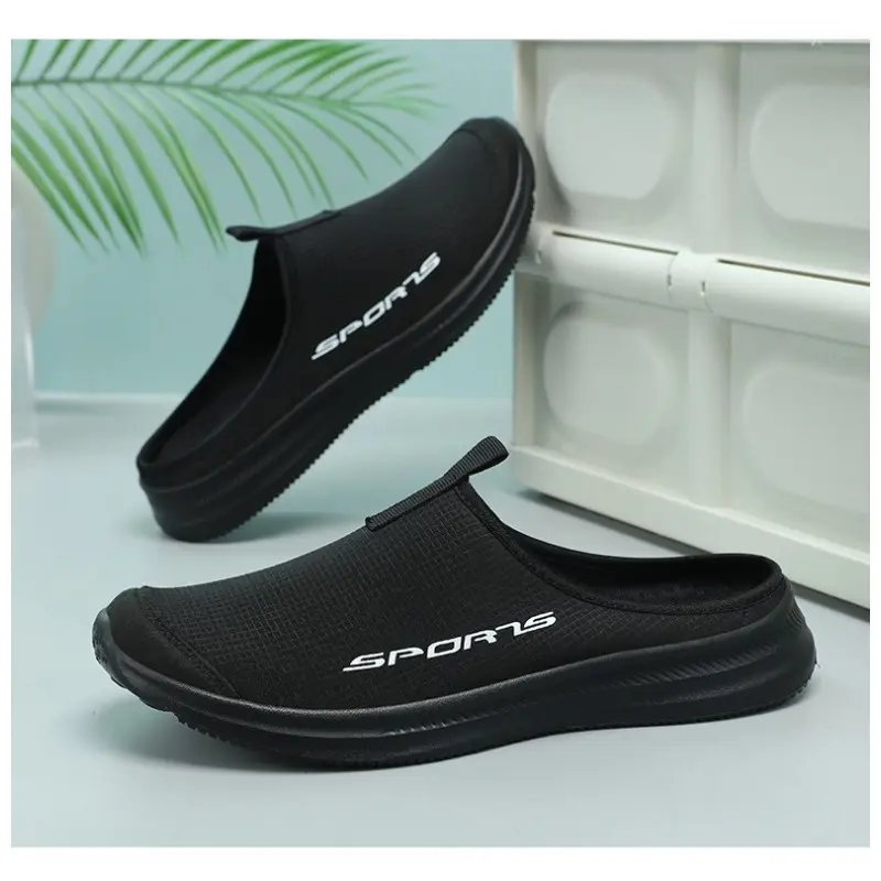 Men's Summer Slippers Breathable Lightweight Fashion  Casual Shoes Simple One Foot Soft Sole Half Support Shoes Men's Slippers