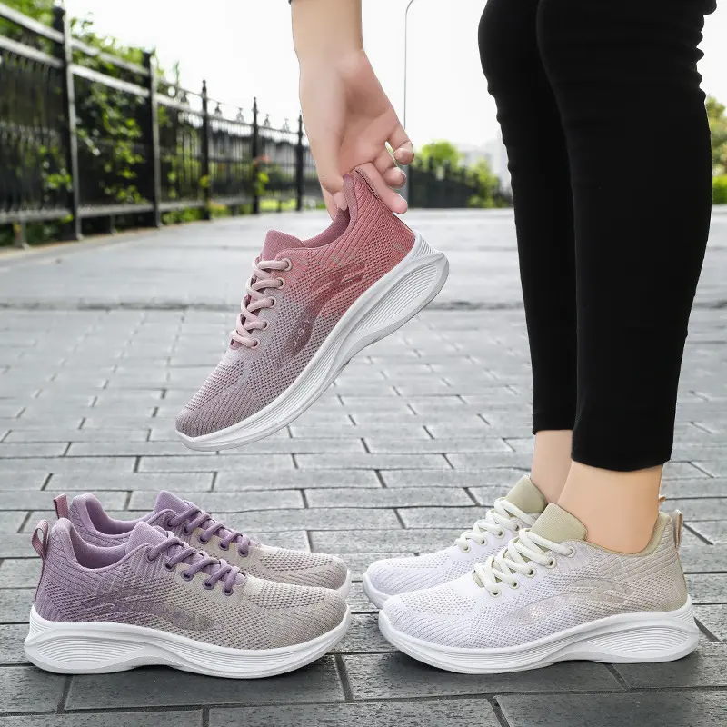 High Appearance Level Thick Sole Increase Mesh Lace-up Fashion All Comfortable Non-slip Breathable Sports Women's Single Shoes