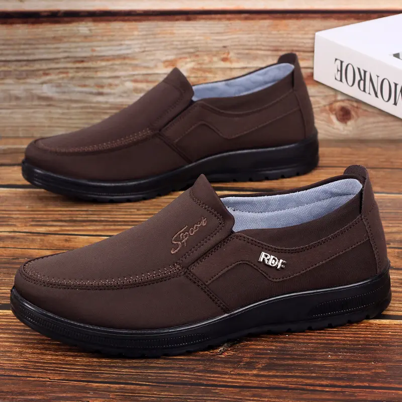 2023 Autumn Men's Casual Breathable Cloth Shoes Low Top Flat Shoes Men's Lace up Waterproof Leather Casual Shoes Lazy Men's Shoe