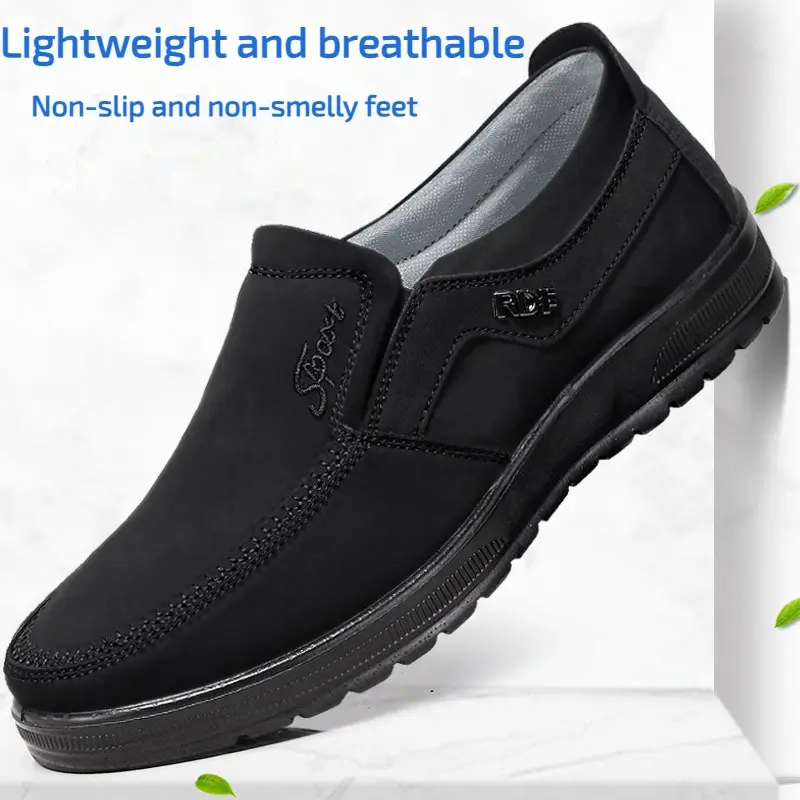 2023 Autumn Men's Casual Breathable Cloth Shoes Low Top Flat Shoes Men's Lace up Waterproof Leather Casual Shoes Lazy Men's Shoe