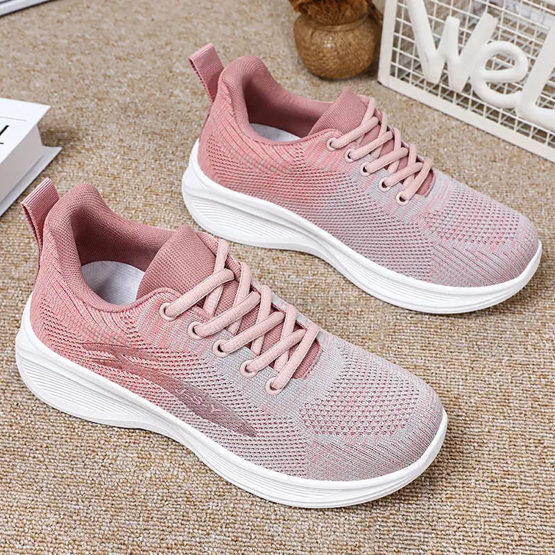 High Appearance Level Thick Sole Increase Mesh Lace-up Fashion All Comfortable Non-slip Breathable Sports Women's Single Shoes