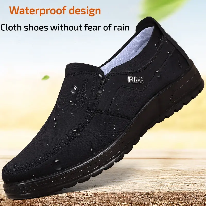 2023 Autumn Men's Casual Breathable Cloth Shoes Low Top Flat Shoes Men's Lace up Waterproof Leather Casual Shoes Lazy Men's Shoe