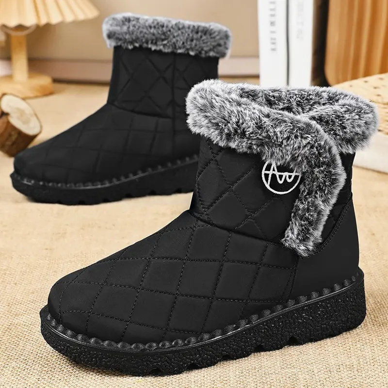 Women's Winter Boots Fashion Midsole Paired with Soft Thick Warm and Comfortable Cotton Middle Cylinder Women's Boot