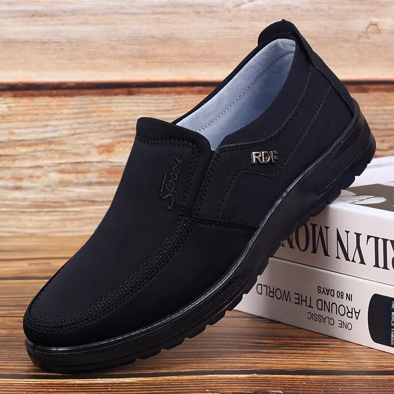 2023 Autumn Men's Casual Breathable Cloth Shoes Low Top Flat Shoes Men's Lace up Waterproof Leather Casual Shoes Lazy Men's Shoe