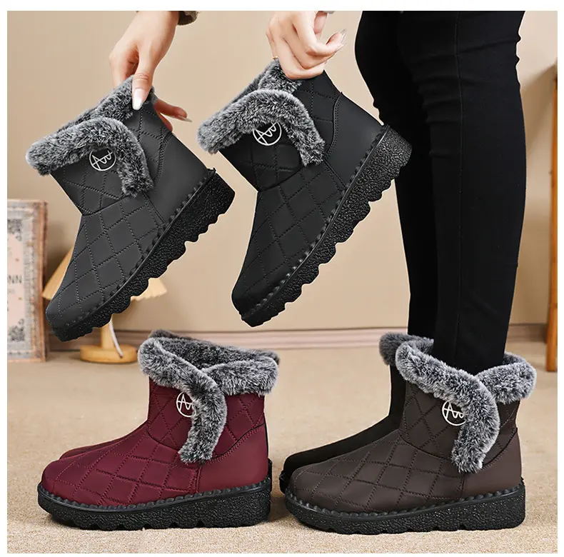Women's Winter Boots Fashion Midsole Paired with Soft Thick Warm and Comfortable Cotton Middle Cylinder Women's Boot
