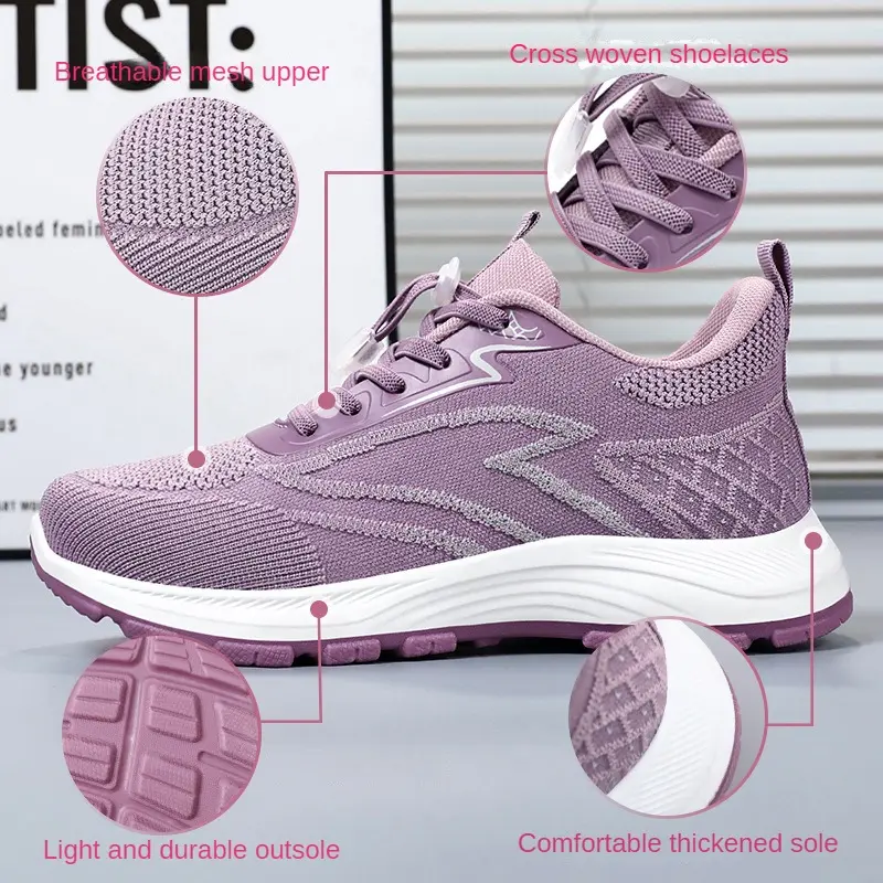 Walking shoes for women's spring 2024 sports have a textured, breathable, comfortable and high-quality single shoe trend