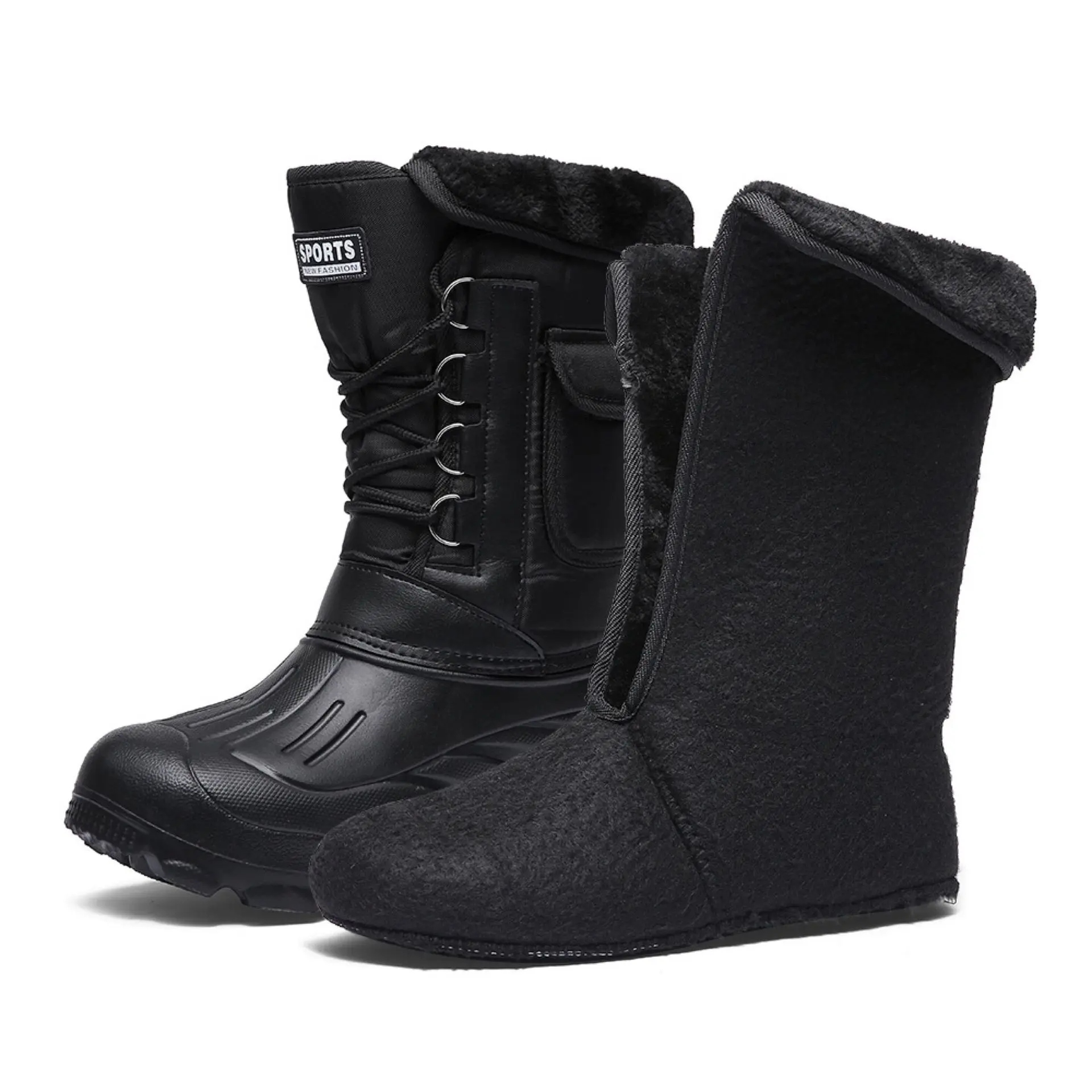 2025 New Men's Winter Boots Platform Men's Snow Boots Warm Thick Plush Waterproof Outdoor Fishing Work Boots Plus Size 40-46