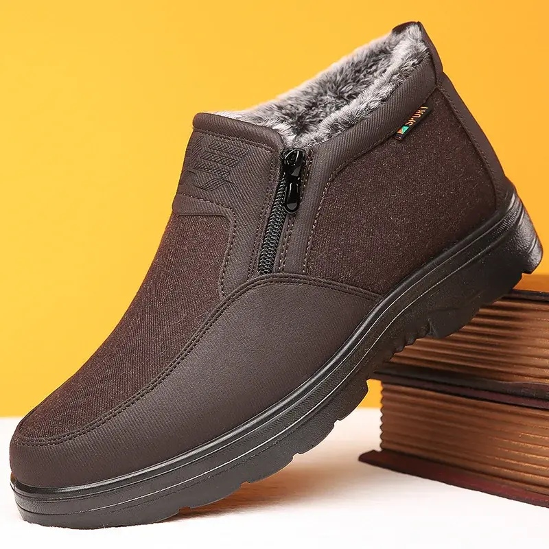 Winter high top men's cotton shoes with thick fleece, warm, waterproof, anti slip, oversized, unisex boots 38-48 boots for men