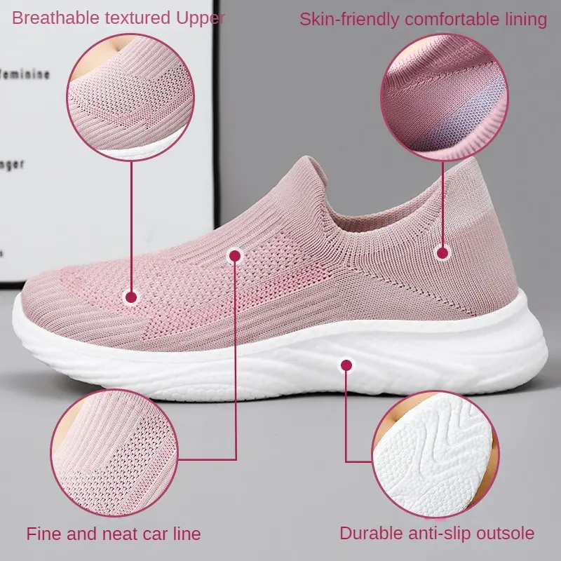 Unisex 2025 Spring and Autumn New Leisure Breathable Sports Running Shoes Soft Sole Lazy Shoes Korean Style Trendy Single Shoes