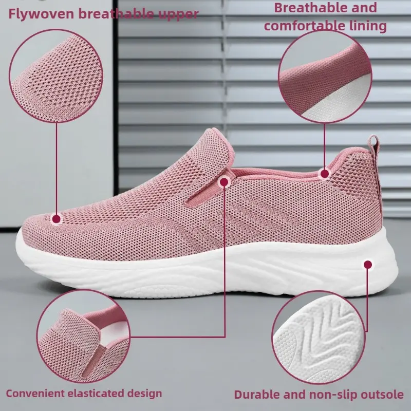 Women's spring pink new breathable walking shoes, casual and simple women's single shoes, soft soled women's cloth shoes