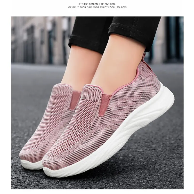 Women's spring pink new breathable walking shoes, casual and simple women's single shoes, soft soled women's cloth shoes