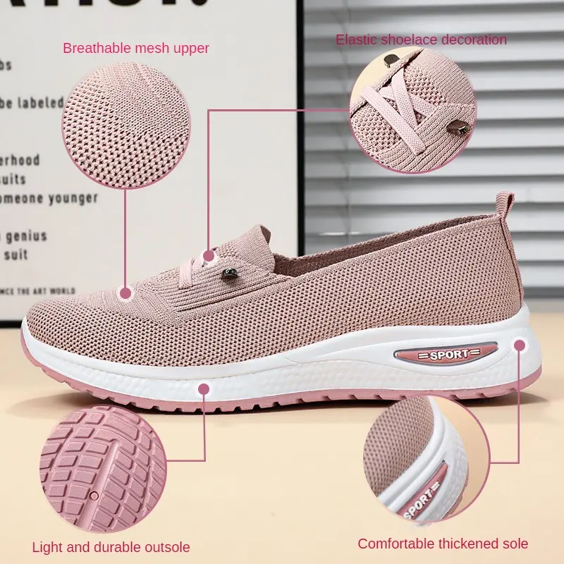 Women's casual shoes, fashionable and breathable walking flat shoes, sports shoes, 2025 gym vulcanized shoes, pink women's shoes
