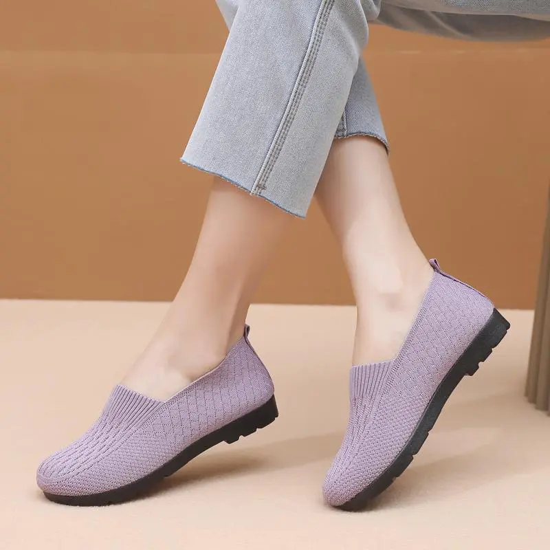 Women's  2024 New mesh shallow cut flat shoes Breathable casual shoes Mother's shoes Women's casual shoe
