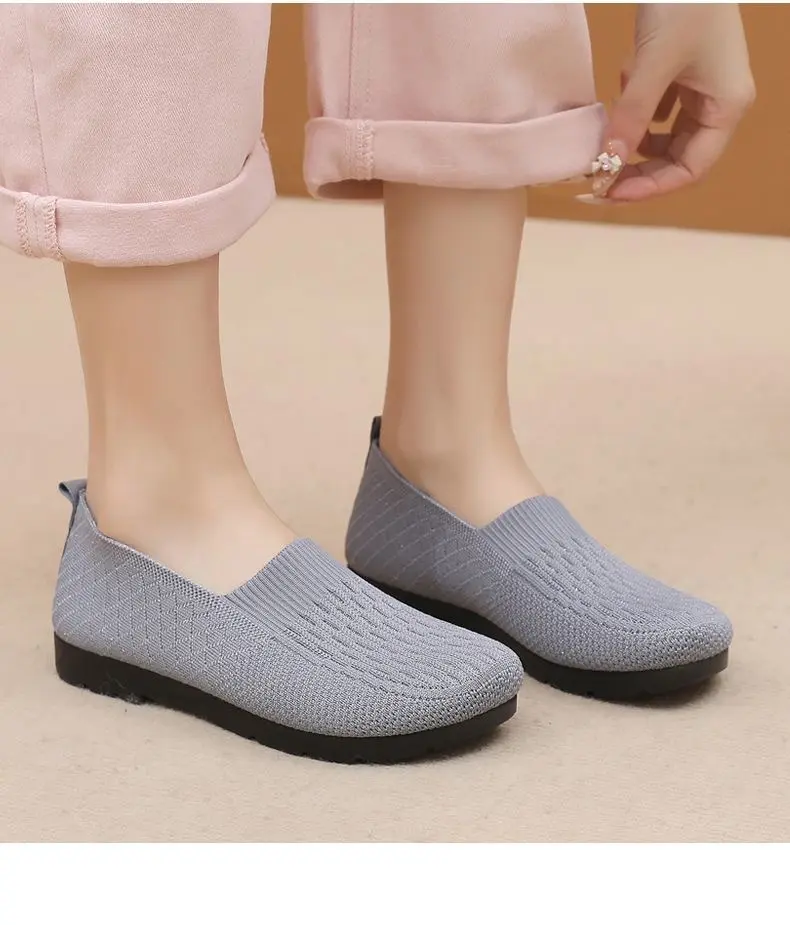 Women's  2024 New mesh shallow cut flat shoes Breathable casual shoes Mother's shoes Women's casual shoe