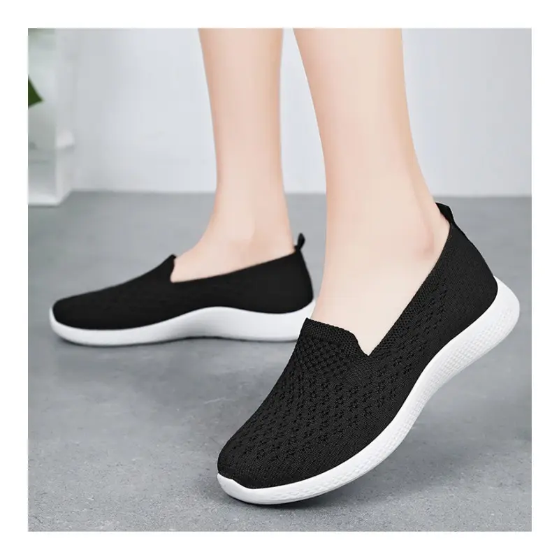 2025 Children's Spring New Knitted Casual Single Shoes Soft soled Breathable Minimally Casual Flat Shoes Mom Shoes Women