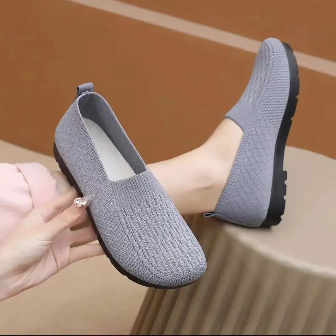 Women's  2024 New mesh shallow cut flat shoes Breathable casual shoes Mother's shoes Women's casual shoe