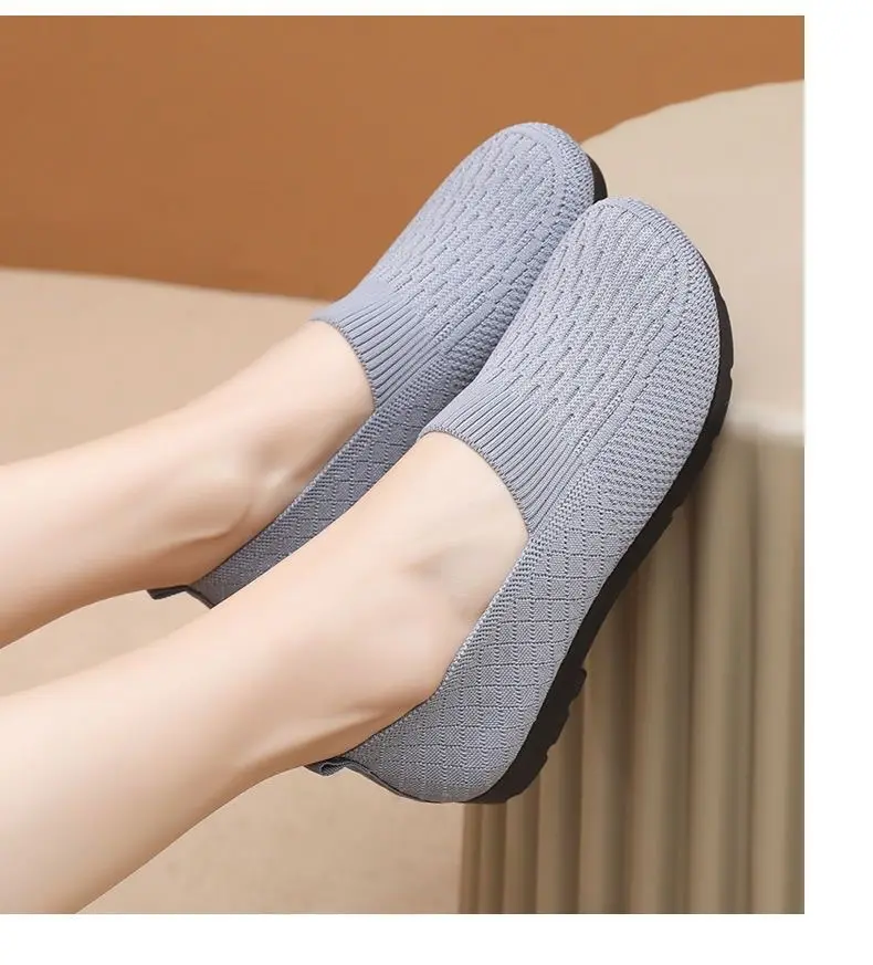 Women's  2024 New mesh shallow cut flat shoes Breathable casual shoes Mother's shoes Women's casual shoe