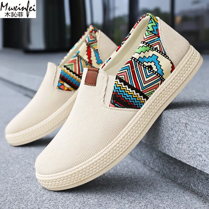 Men's Summer Shoes Breathable Canvas Casual Sneakers Men's Single Shoes Ethnic Style Trendy Men's Cloth Shoes Sale