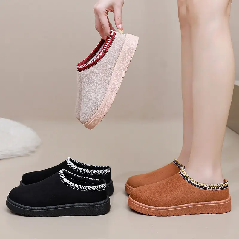 Snow Boots for Women Winter Thick Cotton Boots  Fleece Soft Soles for Comfortable Cotton Slippers Caps for Women's Short Boots