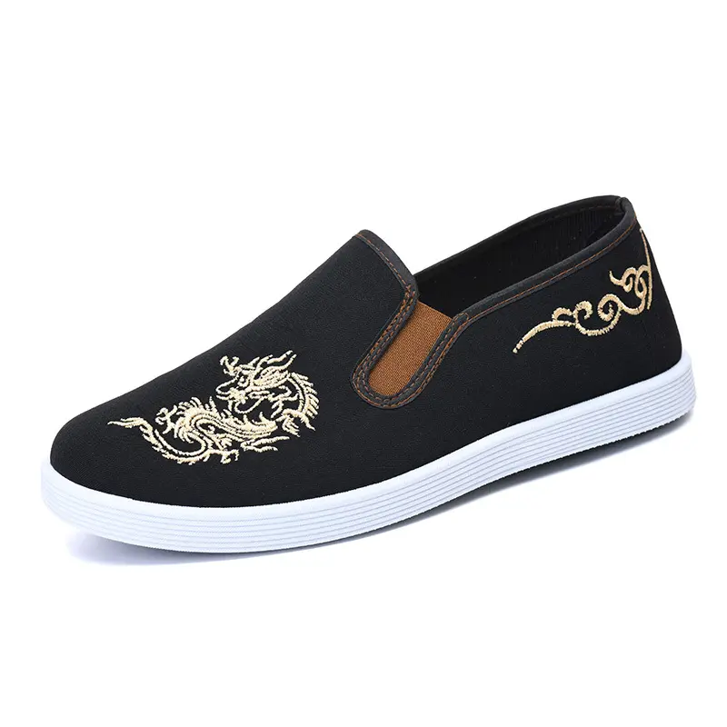 New Chinese style spring and summer new ethnic style embroidered cloth shoes, canvas shoes, breathable one foot men's shoes