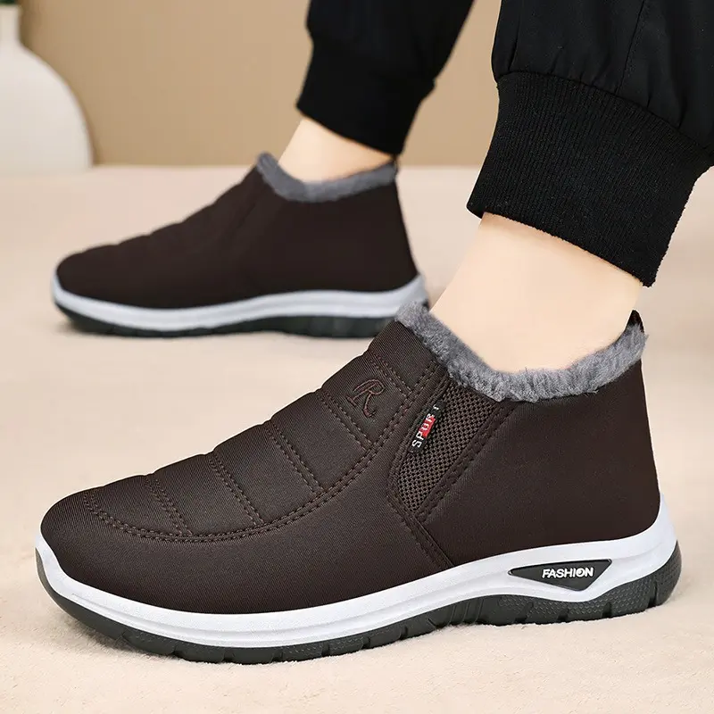 Snow Boots Men's New Wool Cotton Shoes  Single Foot Thick Velvet Comfortable and Safe  Dad Winter Safety Cotton Shoes