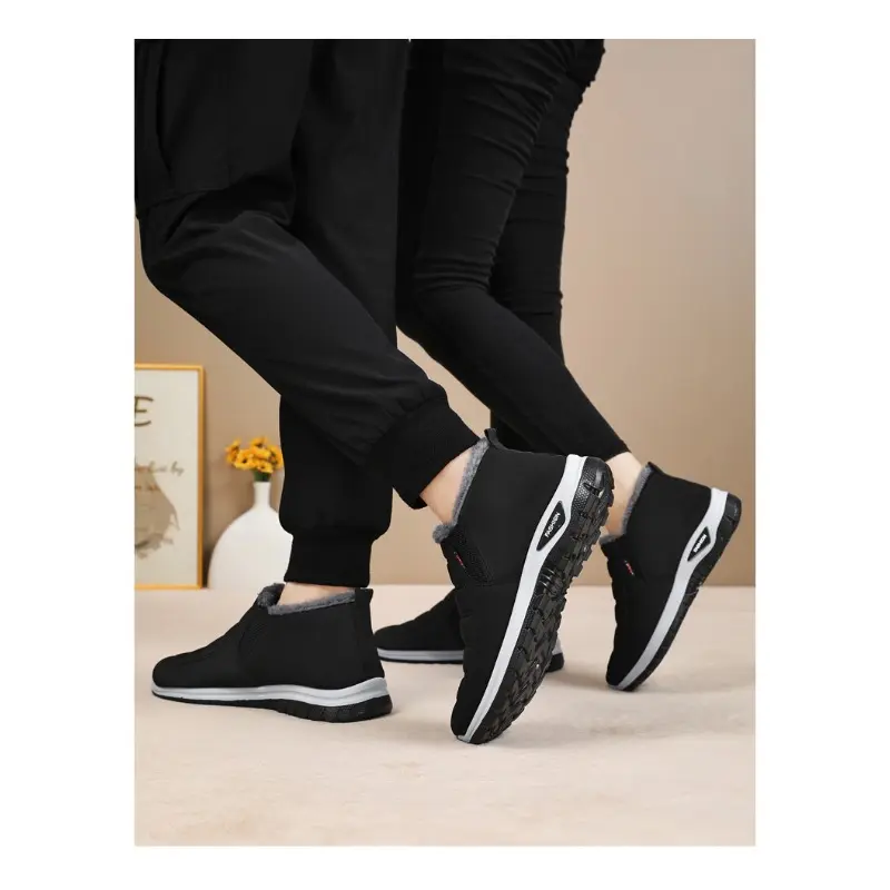 Snow Boots Men's New Wool Cotton Shoes  Single Foot Thick Velvet Comfortable and Safe  Dad Winter Safety Cotton Shoes