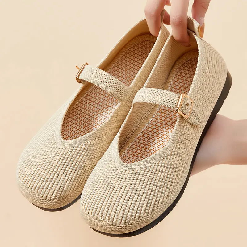 Spring new women's shoes, shallow mouth breathable flat shoes, soft soled shoes for middle-aged and elderly mothers women shoes
