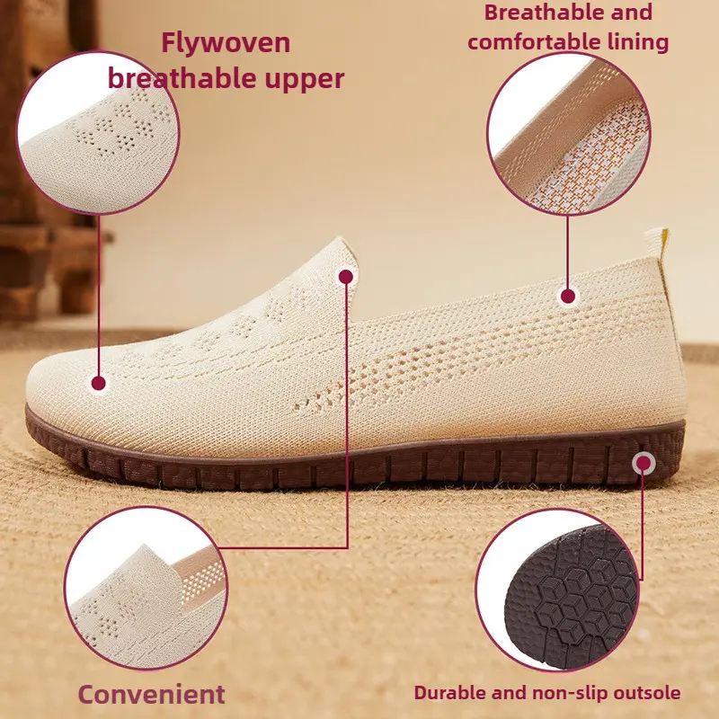 Shoes for women versatile for spring and summer single shoe mesh perforated flat shoe breathable soft soled work shoes for women