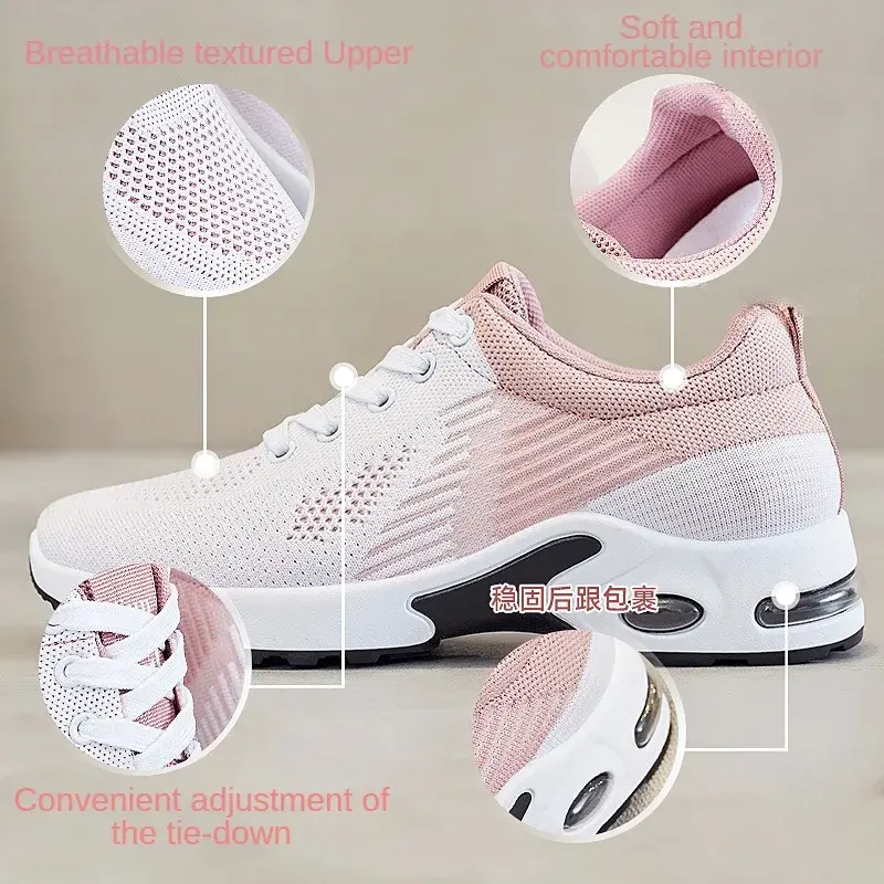 New Running Shoes Ladies Breathable Sneakers Summer Light Mesh Air Cushion Women's Sports Shoes Outdoor Lace Up Training Shoes