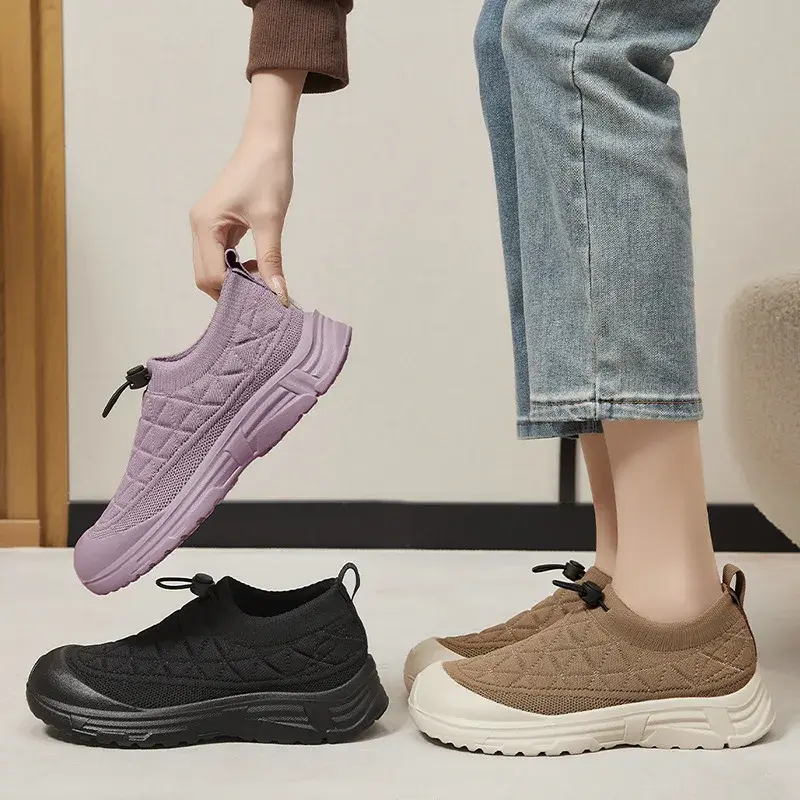 Spring new women's shoes, one foot mom shoes, polyurethane soft soled comfortable women's shoes, cute round toe sneakers women