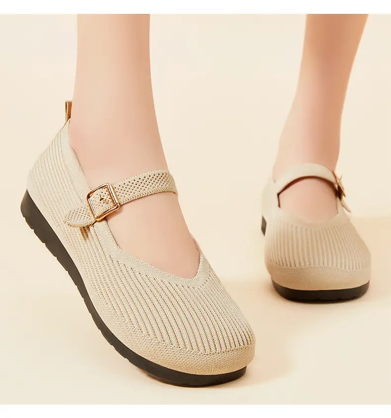 Spring new women's shoes, shallow mouth breathable flat shoes, soft soled shoes for middle-aged and elderly mothers women shoes