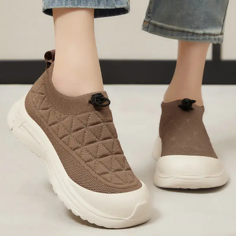 Spring new women's shoes, one foot mom shoes, polyurethane soft soled comfortable women's shoes, cute round toe sneakers women