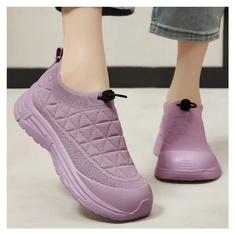 Spring new women's shoes, one foot mom shoes, polyurethane soft soled comfortable women's shoes, cute round toe sneakers women