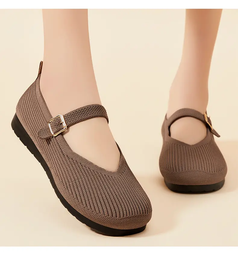 Spring new women's shoes, shallow mouth breathable flat shoes, soft soled shoes for middle-aged and elderly mothers women shoes