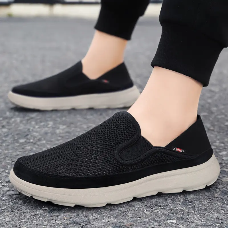 2025 Spring Men's Korean Mesh Shoes Breathable Lightweight Cushion Walking Shoes Non-Slip Urban Commuter Sneakers for Men