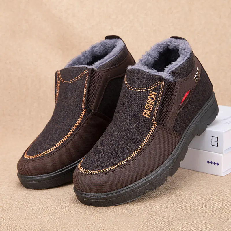 Step on middle-aged and elderly men's cotton shoes winter thickened warm cloth shoes men's casual thick soled snow boots39-44