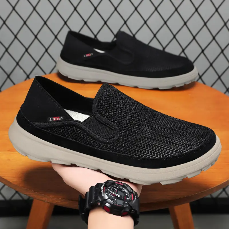 2025 Spring Men's Korean Mesh Shoes Breathable Lightweight Cushion Walking Shoes Non-Slip Urban Commuter Sneakers for Men