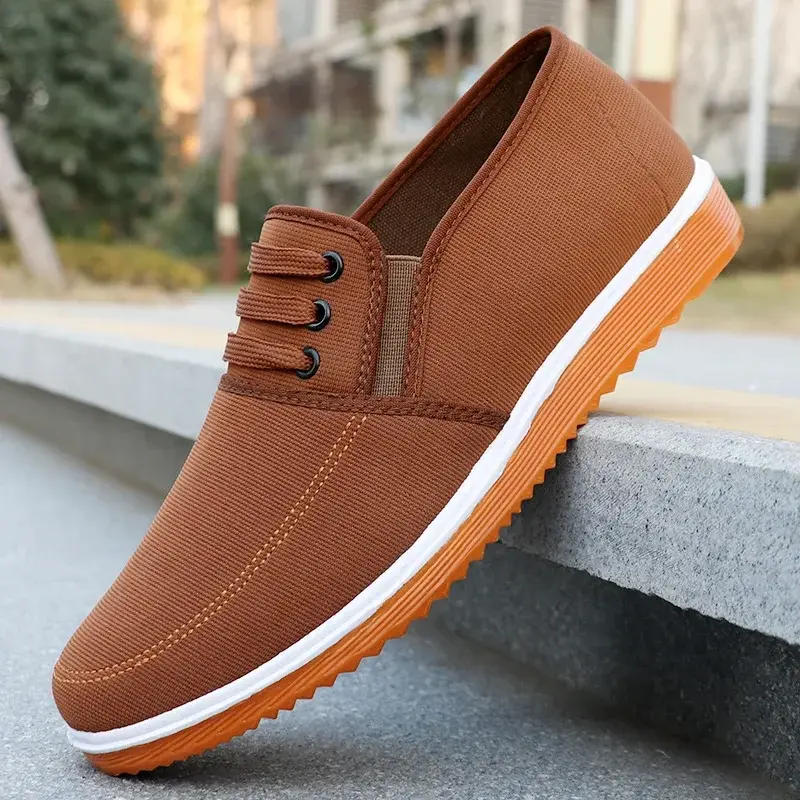 Men's Canvas Shoes: Casual Sports Loafers for Spring/Autumn with Solid Color and Flat Bottom  shoes for men  canvas shoes